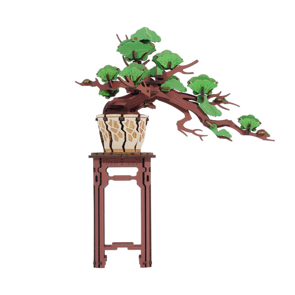 Modern Wooden Puzzle Evergreen Pine Bonsai