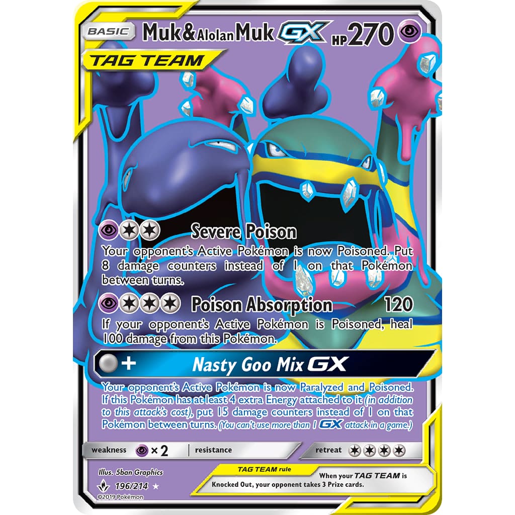 Muk & Alolan Muk-GX (196/214) Ultra Rare Holofoil - Single