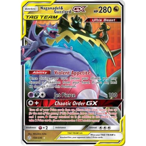 Naganadel & Guzzlord-GX (158/236) Holo Rare Holofoil