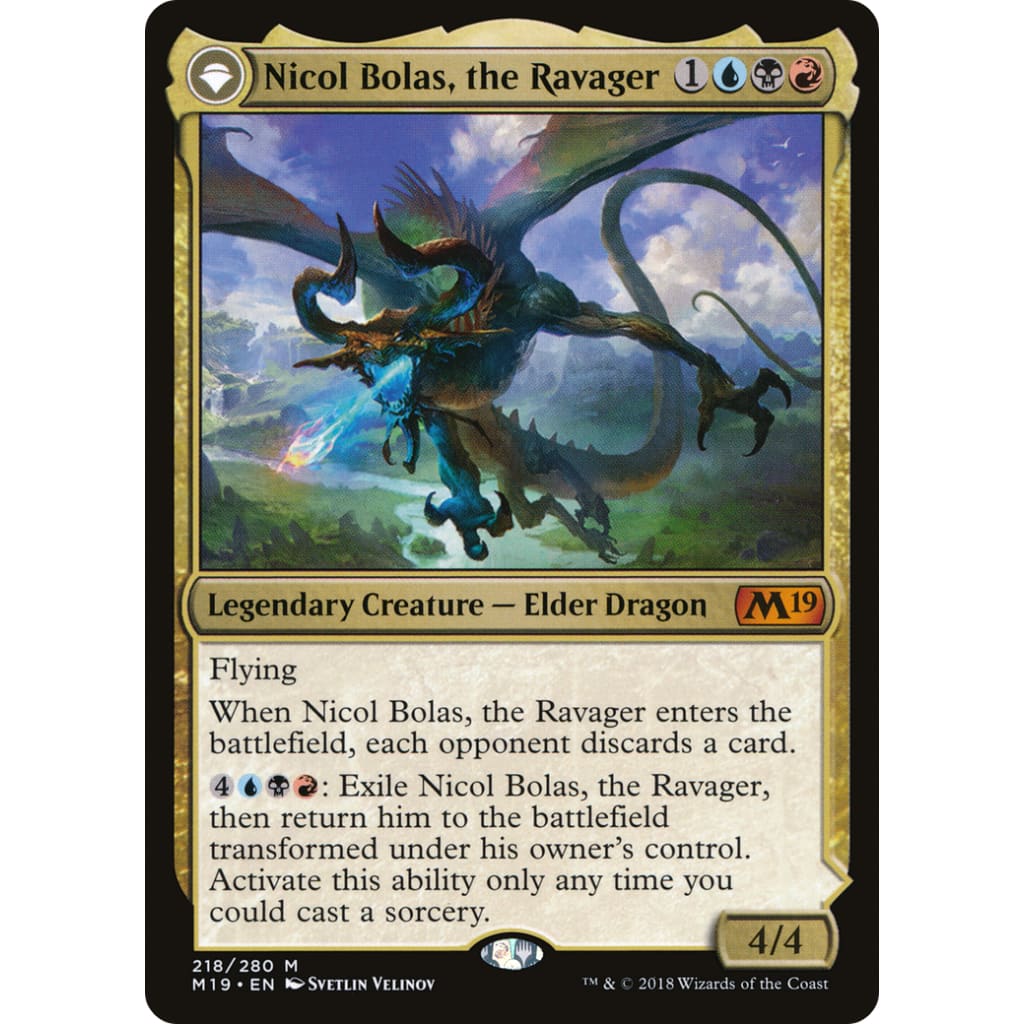 Nicol Bolas the Ravager // Arisen (M19-218): (originpwdfc)