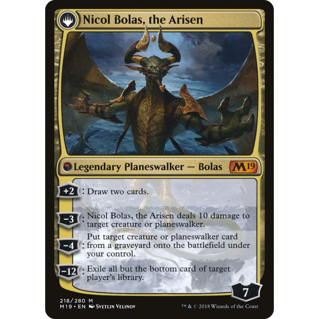 Nicol Bolas the Ravager // Arisen (M19-218): (originpwdfc)