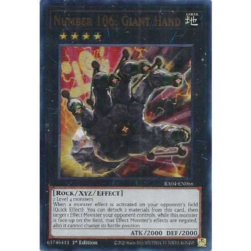 Number 106: Giant Hand (UR) - RA04-EN066 Ultra Rare 1st