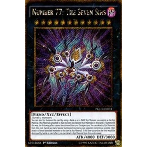 Number 77: The Seven Sins (PGL3-EN011) Gold Secret Rare 1st