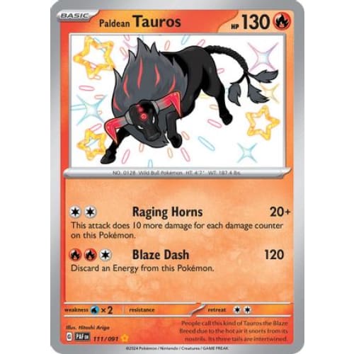 Paldean Tauros (111) Shiny Rare Holofoil - Single
