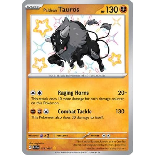 Paldean Tauros (172) Shiny Rare Holofoil - Single