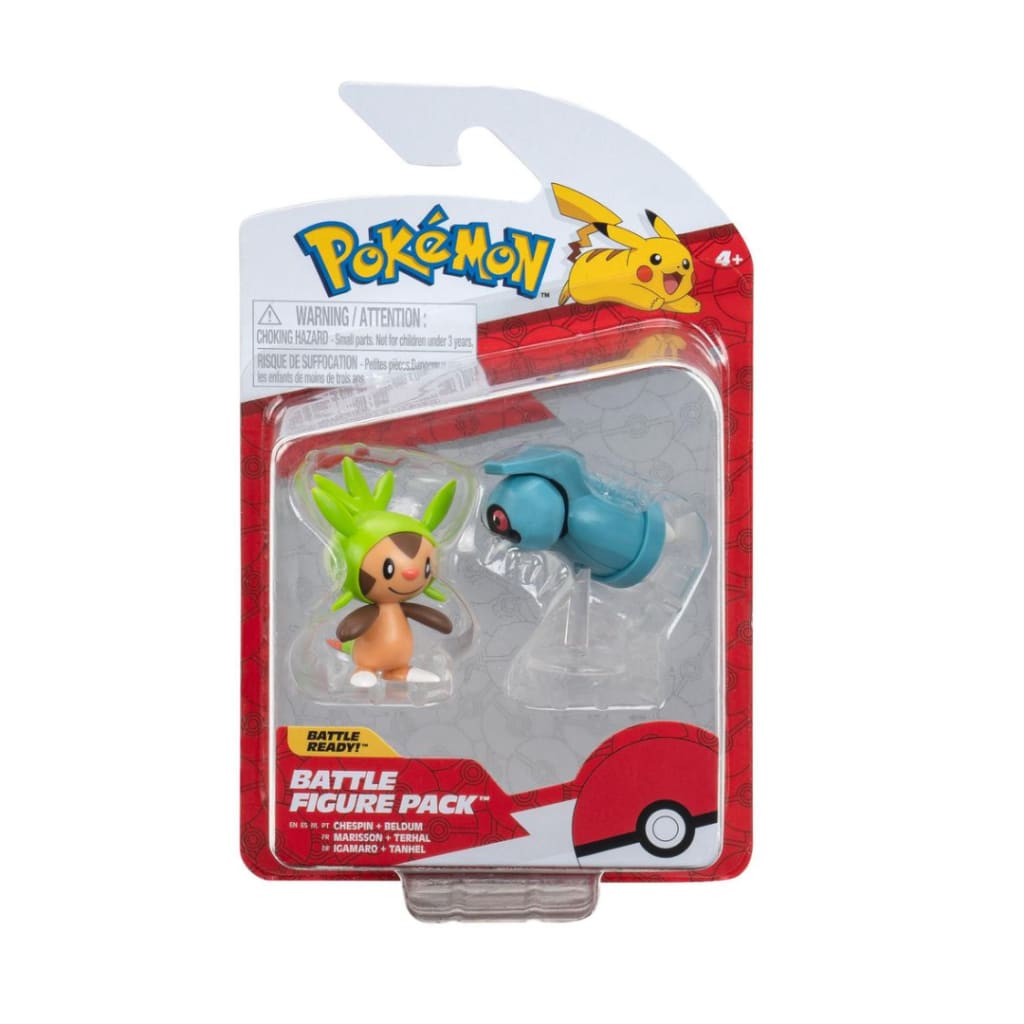 Pokemon Chespin and Beldum 2-in Battle Figure Set 2-Pack