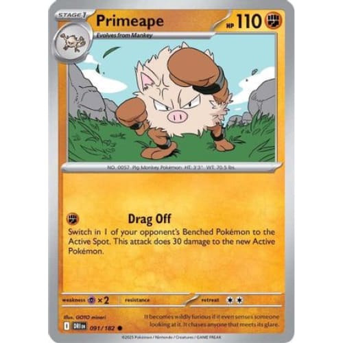 Primeape (91) Common Reverse Holofoil - Single