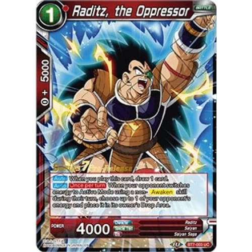 Raditz the Oppressor (Assault of Saiyans Pre-Release Cards)