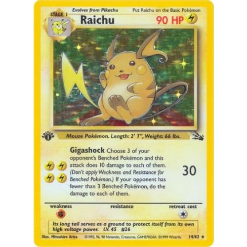 Raichu (014/062) Holo Rare 1st Edition Holofoil - Single
