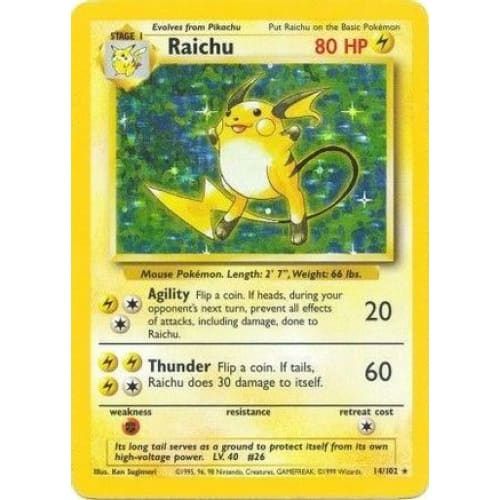 Raichu (014/102) Holo Rare Unlimited Holofoil - Single