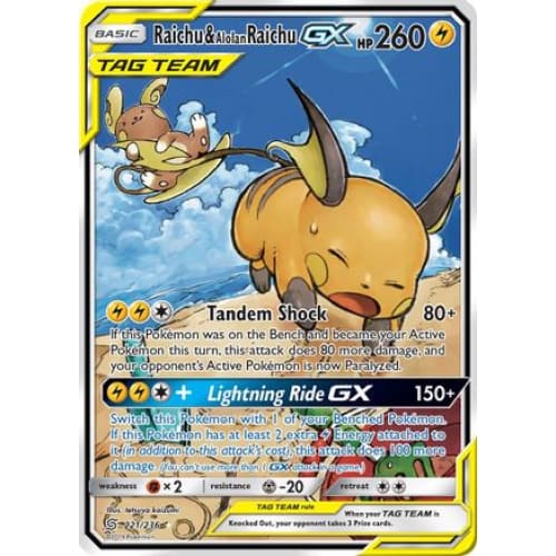 Raichu & Alolan Raichu-GX (221/236) Ultra Rare Holofoil