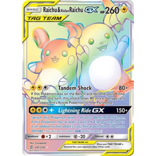 Raichu & Alolan Raichu-GX (241/236) Holo Rare Holofoil