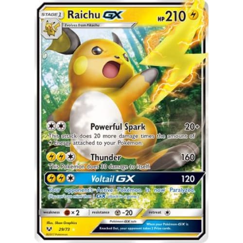 Raichu-GX (029/073) Holo Rare Holofoil - Single