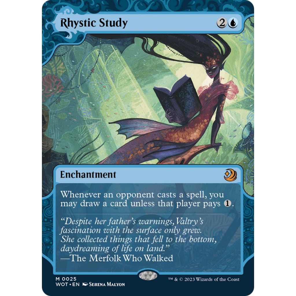Rhystic Study (WOT-025): (Showcase) (Borderless) Foil