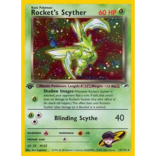Rocket’s Scyther (013/132) Holo Rare 1st Edition Holofoil