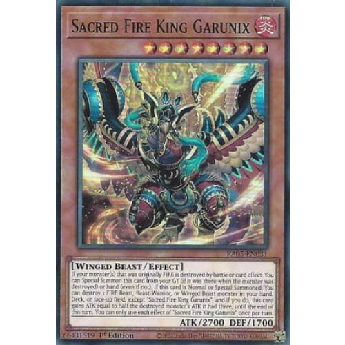 Sacred Fire King Garunix - RA05-EN031 Super Rare 1st