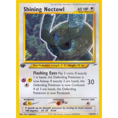 Shining Noctowl (110/105) Holo Rare 1st Edition Holofoil