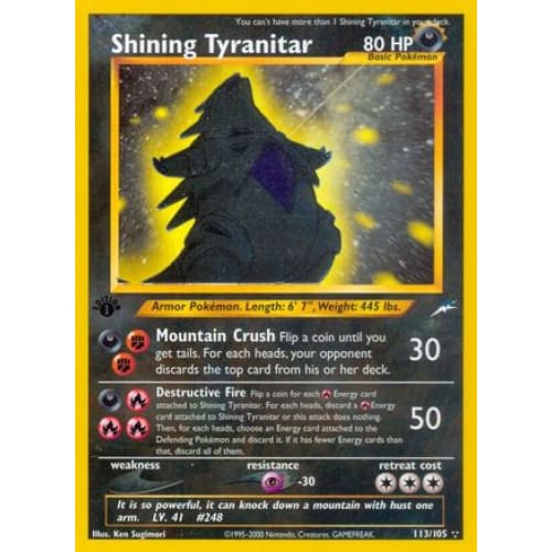 Shining Tyranitar (113/105) Holo Rare Unlimited Holofoil