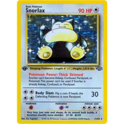 Snorlax (011/064) Holo Rare Unlimited Holofoil - Single