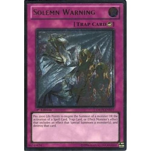 Solemn Warning (UTR) (DREV-EN077) Ultimate Rare 1st Edition