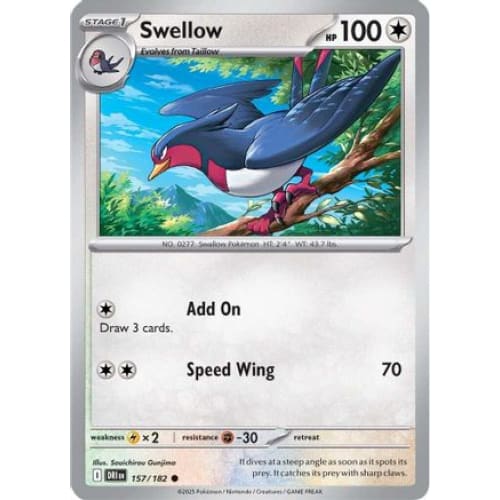 Swellow (157) Common Reverse Holofoil - Single