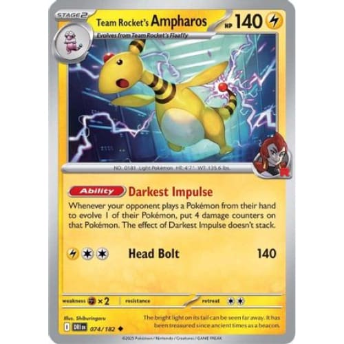Team Rocket’s Ampharos (74) Uncommon Reverse Holofoil