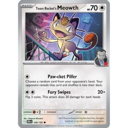 Team Rocket’s Meowth (149) Common Reverse Holofoil - Single