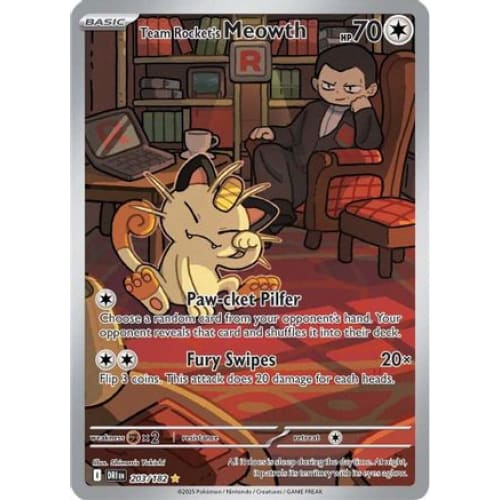 Team Rocket’s Meowth - 203/182 (203) Illustration Rare