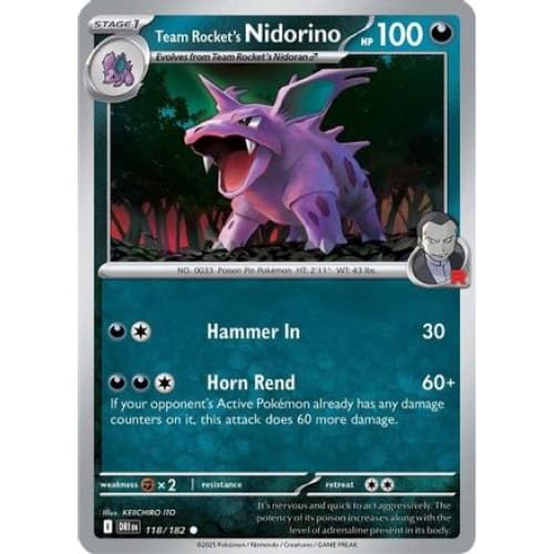 Team Rocket’s Nidorino (118) Common - Single