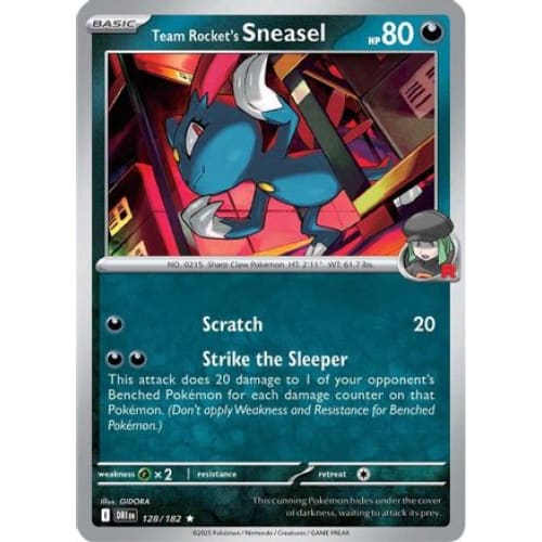 Team Rocket’s Sneasel (128) Rare Classic Reverse Holofoil