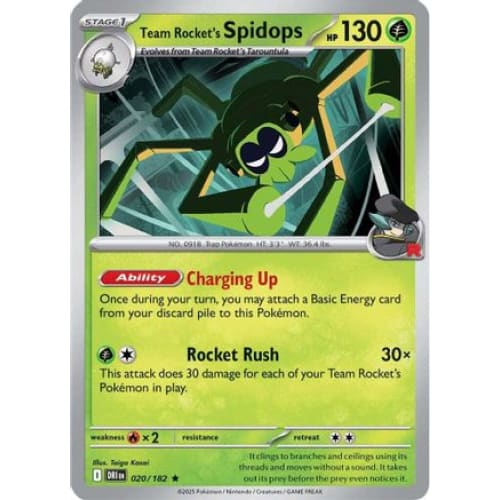 Team Rocket’s Spidops - 020/182 (20) Rare Classic Holofoil