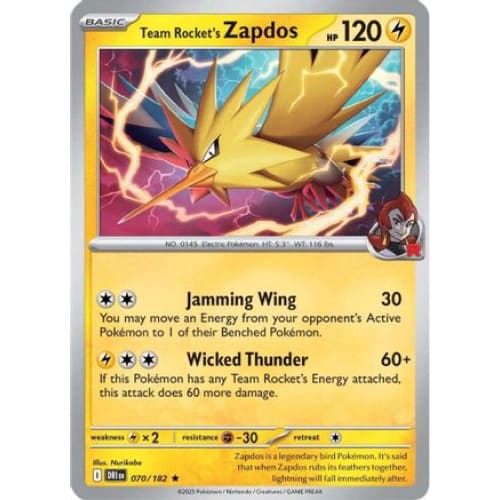 Team Rocket’s Zapdos (70) Rare Classic Reverse Holofoil