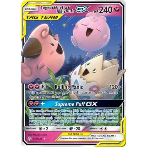 Togepi & Cleffa Igglybuff-GX (143/236) Holo Rare Holofoil