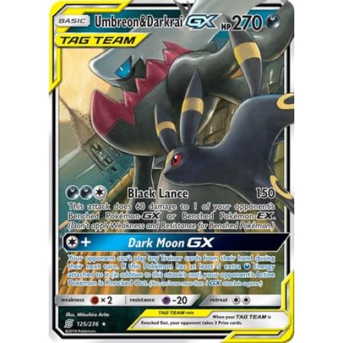 Umbreon & Darkrai-GX (125/236) Holo Rare Holofoil - Single