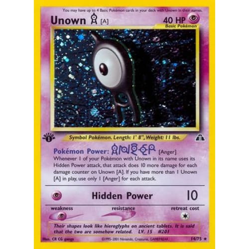 Unown [A] (014/075) Holo Rare 1st Edition Holofoil - Single