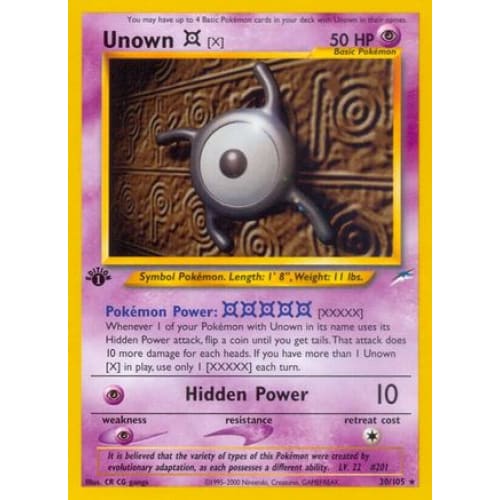 Unown [X] (030/105) Rare Classic 1st Edition - Single