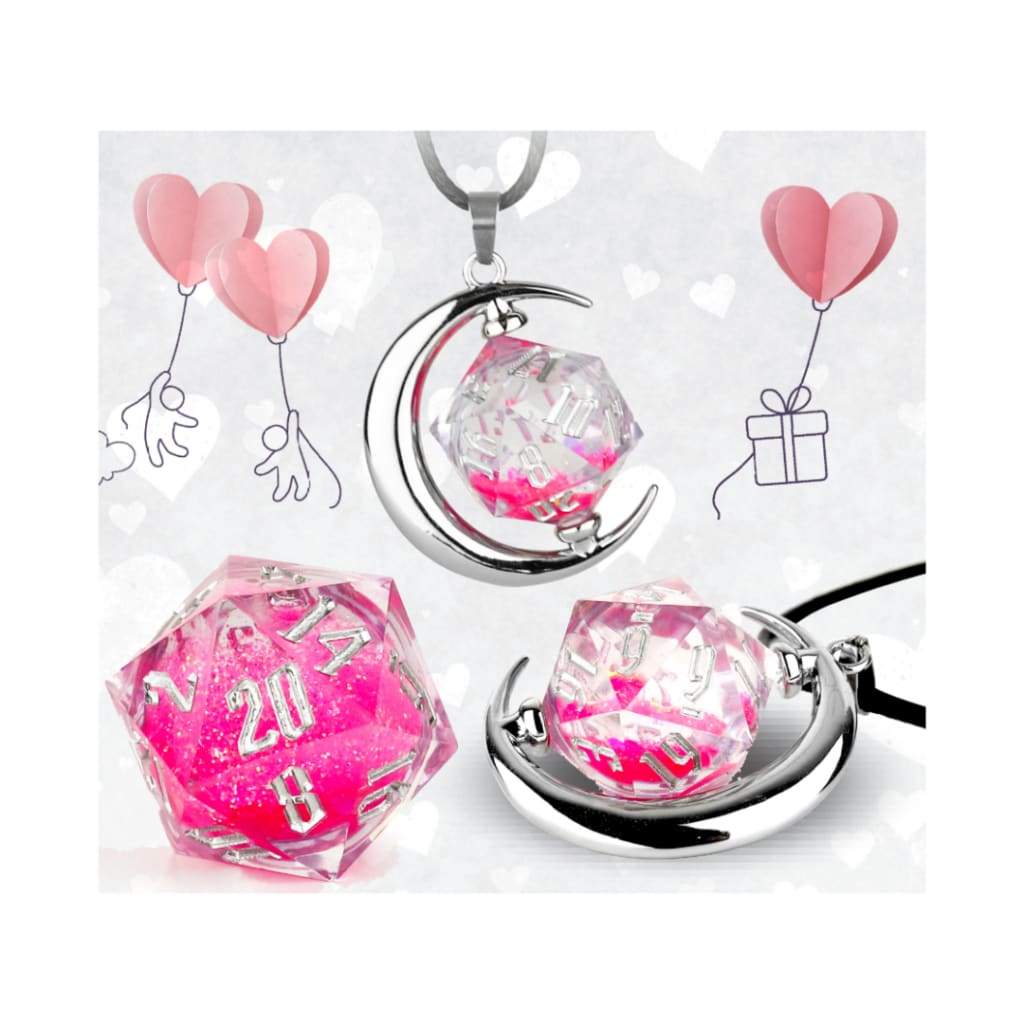 Valentine’s Snowglobe D20 Necklace