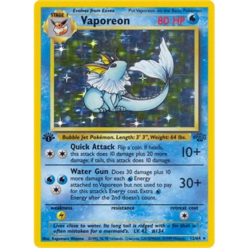 Vaporeon (012/064) Holo Rare 1st Edition Holofoil - Single