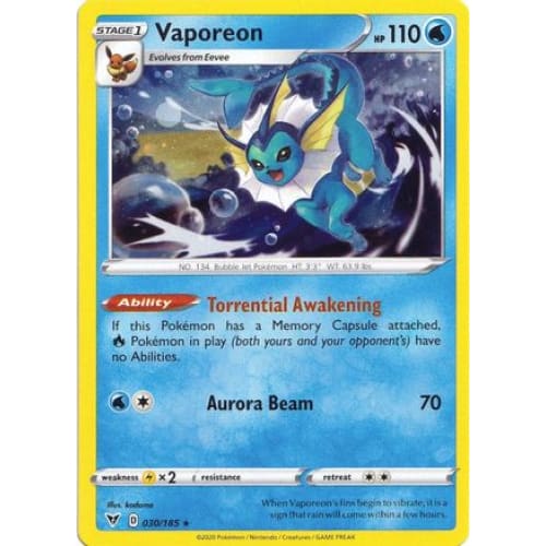 Vaporeon - 030/185 (Cosmos Holo) (30) Promo Holofoil