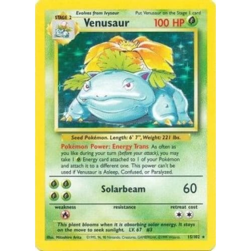 Venusaur (015/102) Holo Rare Unlimited Holofoil - Single