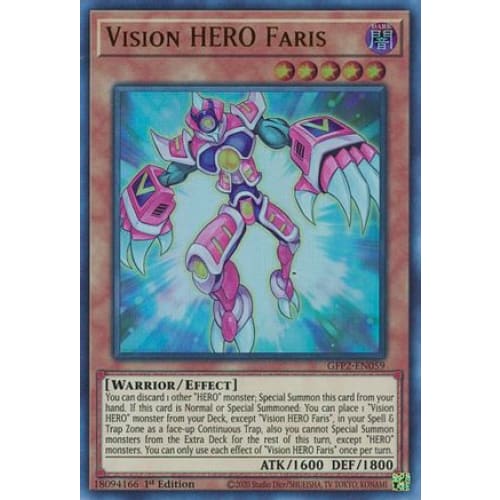 Vision HERO Faris (GFP2-EN059) Ultra Rare 1st Edition