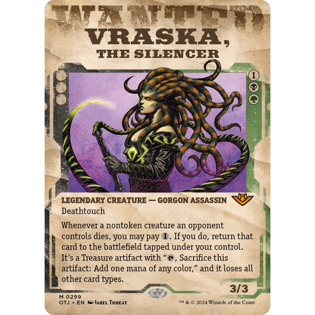 Vraska the Silencer (OTJ-299): (Showcase) (Borderless)
