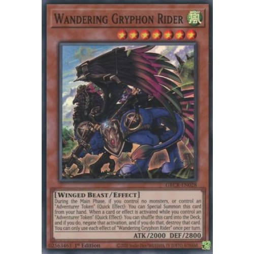 Wandering Gryphon Rider (GRCR-EN028) Super Rare 1st Edition