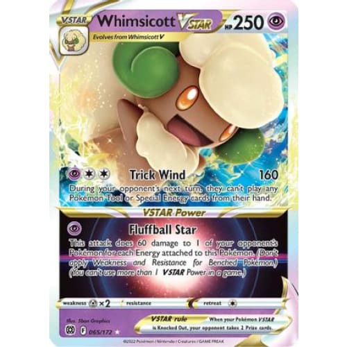 Whimsicott VSTAR (065/172) Rare Holo Holofoil - Single