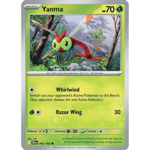 Yanma - 002/182 (2) Common Reverse Holofoil - Single