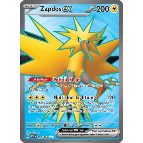 Zapdos ex - 192/165 (192) Ultra Rare Holofoil - Single