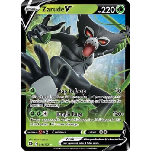 Zarude V (016/172) Holo Rare Holofoil - Single