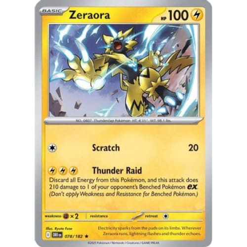 Zeraora (78) Rare Classic Reverse Holofoil - Single
