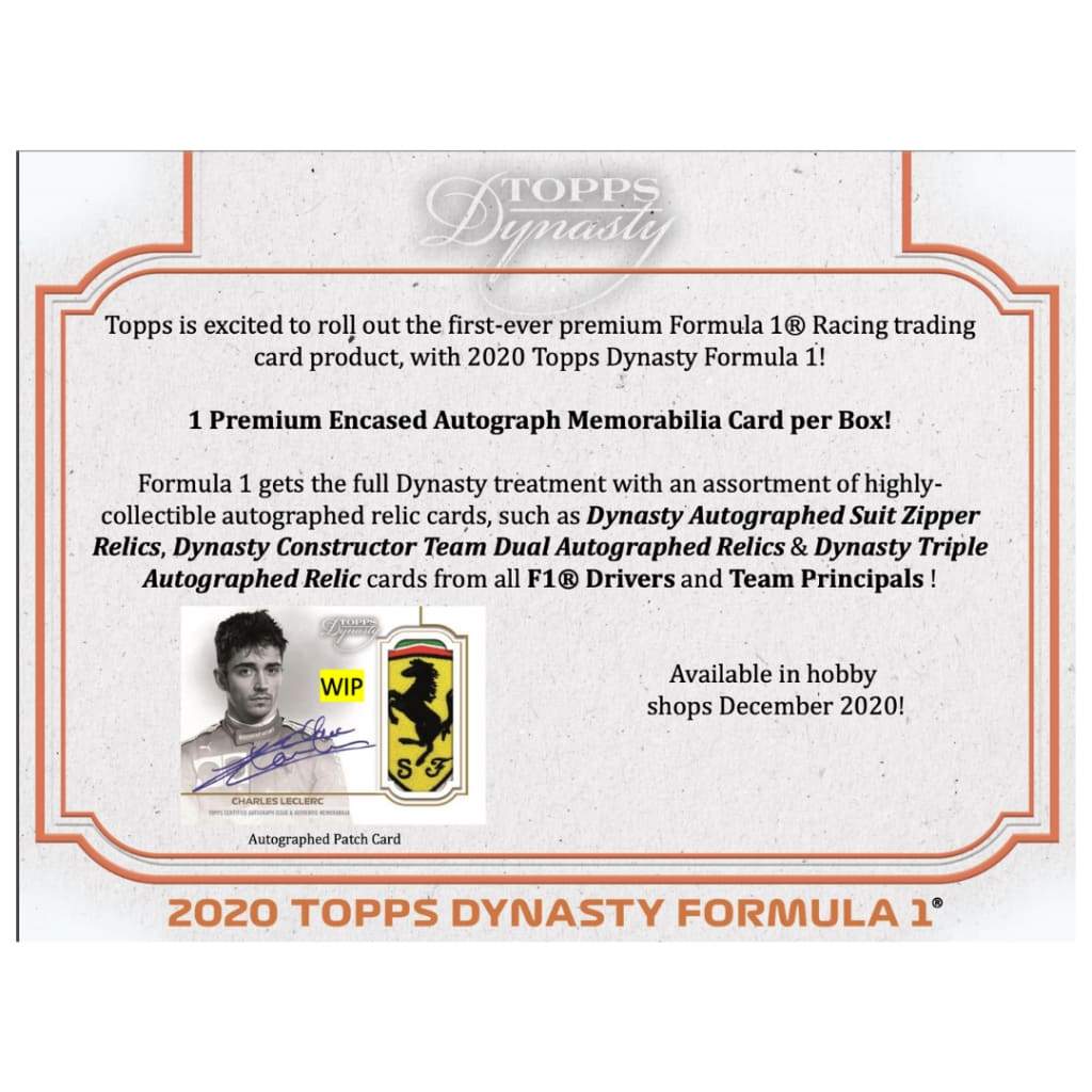 20 Topps Formula 1 Dynasty Racing - Booster Box