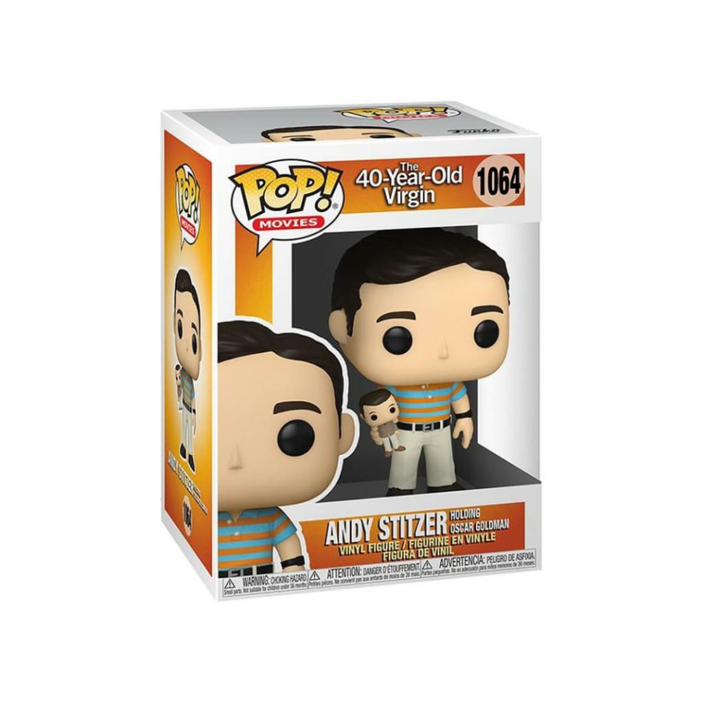 40 Year Old Virgin Andy holding Oscar with Chase Funko Pop!